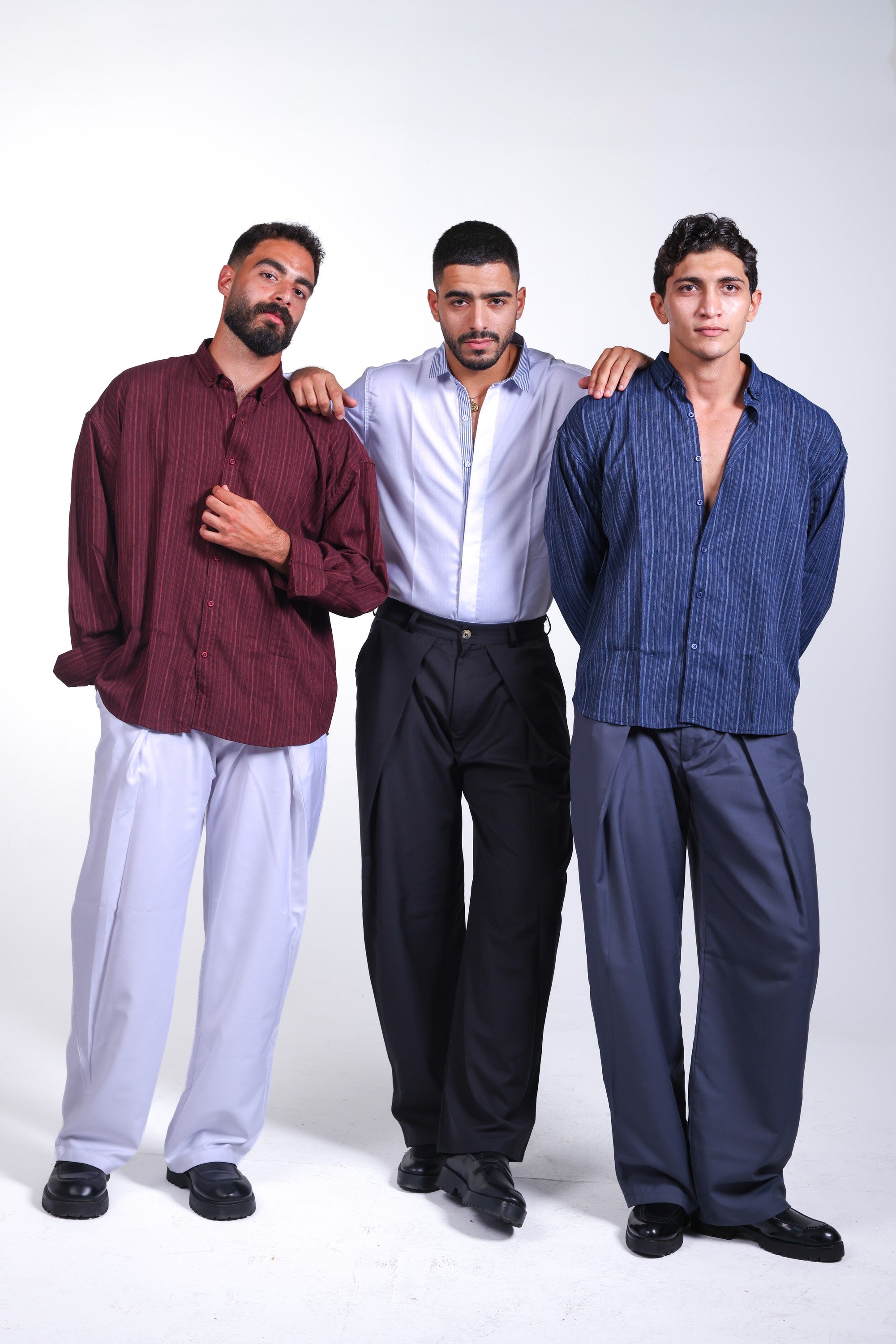 The Lounj campaign: three friends in our shirts and trousers